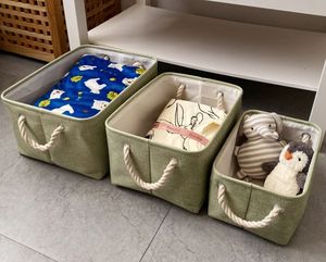 Factory Wholesale Cotton Linen Fabric Storage Basket <b>Baby</b> Room Toys Sundries Foldable Storage <b>Box</b> - Product Image 4