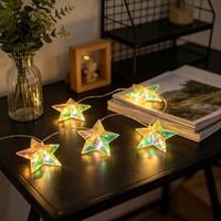 Guirnalda de Luces LED con Estrella de Navidad Iluminada, Hechas a Mano con Material PET, Decoración Brillante y Colorida, Regalo de Navidad o Cumpleaños