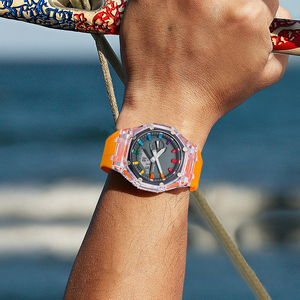 Orologio Sportivo da Esterno GA2100 per <span class=keywords><strong>Uomo</strong></span>, Display LED a Colori Semplice con Doppio Fuso Orario, Orologio Digitale con Cinturino in Gomma Monocolore - Product Image 3