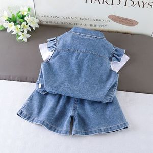 Conjunto de Ropa de 3 Piezas para Niñas, Ligero y Transpirable, Top sin Mangas con Volantes, Camiseta Lisa, Pantalones Cortos Casuales, Atuendo Diario de Verano - Product Image 2