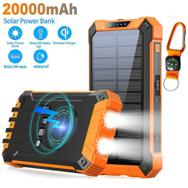 Hot-Selling Wireless Charging Outdoor Waterproof Solar Power Bank 20000mAh