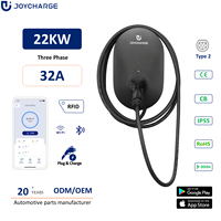 Stasiun Pengisian Daya Kendaraan Listrik JOYCHARGE AC022E-HP-02 Baru 22kW Tipe 2 Kontrol WiFi APP Smart Wallbox 32A Kartu RFID untuk OCPP 1.6J IP55 Meter