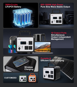 1200W Portable Solar <b>Power</b> Station Mobile Solar <b>Generator</b> With Lithium Lifepo4 Battery Solar <b>Power</b> Station for Camping Hiking - Product Image 4