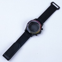 Montre mécanique automatique haut de gamme pour homme VSF, boîtier en fibre de carbone noire, lunette en pierres précieuses arc-en-ciel, trois cadrans, chronographe multifonction 4130