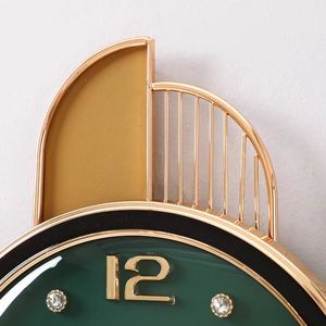 Armen's Wall Clock Green Dial <b>Gold</b> <b>Frame</b> Silent Quartz Analog Battery Powered For Living Room Bedroom Study - Product Image 3