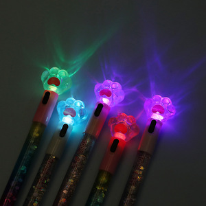 Cat Paw Quicksand Gel Pen 0.5mm Glowing Light Up Office <b>School</b> Stationery - Product Image 2
