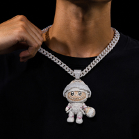 Colgante de Hip Hop Personalizado Premium de Plata 925 con Moissanita, Personaje Espacial de Dibujos Animados, Estilo Iced Out para Escenario de Rap y Festivales