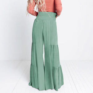 Elegante Flowy Cintura Alta Boêmio Calças De Perna Larga - Product Image 3