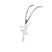 Collier pendentif danseuse de ballet en acier inoxydable pour femme avec chaîne à maillons, bijoux sportifs de gymnastique artistique