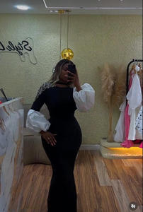 Новое дизайнерское вечернее платье с ручной вышивкой бисером для клубных вечеринок и выпускных балов, с длинными рукавами, в стиле знаменитостей - Product Image 2