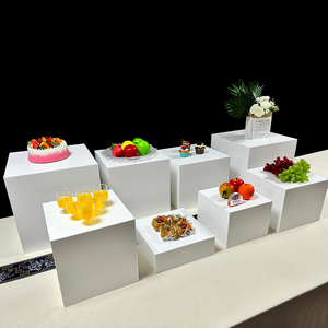 Trắng tự chọn Acrylic Riser Cube hiển thị làm tổ risers <span class=keywords><strong>lucite</strong></span> vuông thực phẩm Bệ hộp hiển thị đứng - Product Image 5