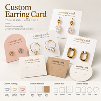 Cartes de présentation de bijoux en papier blanc avec logo personnalisé en feuille d'or pour boucles d'oreilles et colliers