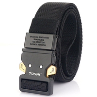 Vente en gros de ceinture tactique pour hommes, tissu élastique personnalisé, boucle en alliage métallique et nylon, ceinture de sport décontractée extensible à dégagement rapide