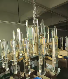 Bắc Âu nghệ thuật thủy tinh chải Đèn chùm vàng cho biệt thự phòng khách khách sạn cầu thang Trần sang trọng sảnh pha lê Vòng ánh sáng mặt dây chuyền - Product Image 4