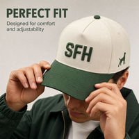Casquette de baseball brodée bicolore à 5 panneaux en coton avec fermeture snapback, logo personnalisé, casquette décontractée pour le sport