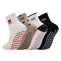 Chaussettes de yoga personnalisées pour femmes, respirantes, antidérapantes, avec points en silicone adhésifs, chaussettes de pilates personnalisées