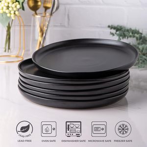 Wholesale Eco-Friendly Country Style Matt <b>Black</b> Ceramic Stoneware Dinner <b>Plates</b> Set 10.5" 8" Solid Pattern Customized Logo for - Product Image 2