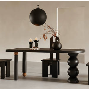 Mesa de Comedor Ovalada de Madera Maciza, 4.5cm de Grosor, Estructura de Soporte Estable para Comedor y Uso Doméstico - Product Image 1