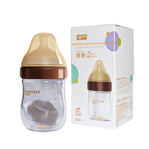 Bouteille <span class=keywords><strong>en</strong></span> <span class=keywords><strong>verre</strong></span> à col large anti-coliques pour bébé avec tétine <span class=keywords><strong>en</strong></span> silicone, anti-flatulences, articles de puériculture pour <span class=keywords><strong>nouveau</strong></span>-nés - Product Image 4
