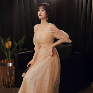 Elegant Evening Gown Sweetheart Neckline A-Line Chiffon Dress For Banquets Birthday Wear Plus Size Bridesmaid Dress Champagne - Product Image 4