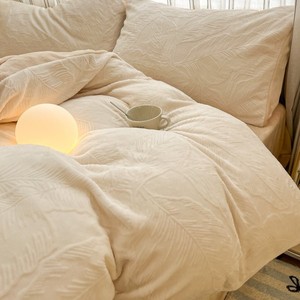 Category A Thickened Fleece Four-Piece Set Milk Color <b>Double</b>-Sided Warm Winter Bedding Set - Product Image 4