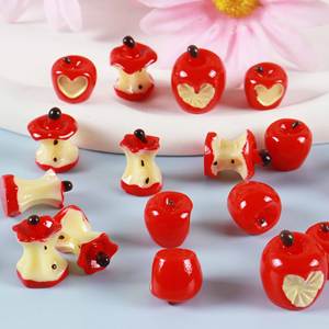3D mignon coeur grosse pomme rouge avec noyau de pomme résine fruits bricolage résine breloques accessoire porte-clés téléphone chaîne pendentif quotidien - Product Image 4