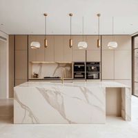 Ensemble d'armoires de cuisine modernes en placage de bois shaker, contreplaqué MDF, tiroirs à fermeture amortie, paniers de tiroirs, panneau mélaminé - Idéal pour les appartements
