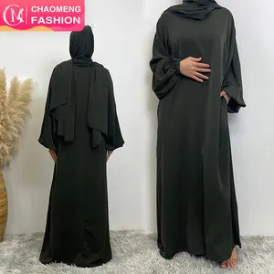 6675 PK# Newest Come Back Design Smooth Nida Scarf Sewn Together With Dress Women Muslim Prayer Khimar Abaya Dress