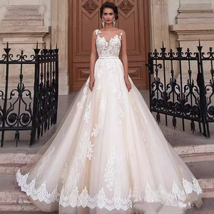 Wedding Dress Ball Gown Sweetheart Neckline Embroidered Lace <b>Net</b> Plus Size Ivory Champagne Pure White Vintage Style - Product Image 4