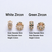 Lot de 20 perles entretoises en laiton plaqué or 18 carats avec grand trou et zircon cubique, pour la fabrication de bracelets et colliers DIY
