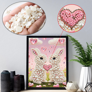 Kit Pittura Diamante Fai da Te con Due Coniglietti e Perle Semisferiche, Arte con Strass per Decorazione Murale Domestica - Product Image 6