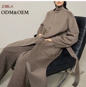 Women's Fashion Outerwear Long Winter Coat With <strong>Alpaca</strong> Woolen Fur Casual Overcoat Plain Dyed Nonwoven Weaving Polyester Lining