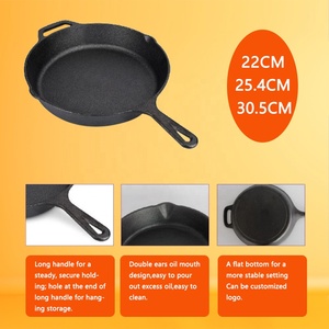 Fabricante personalizado 3 piezas sartén presazonada sartén redonda <span class=keywords><strong>de</strong></span> hierro fundido <span class=keywords><strong>para</strong></span> hornear cocinar - Product Image 3