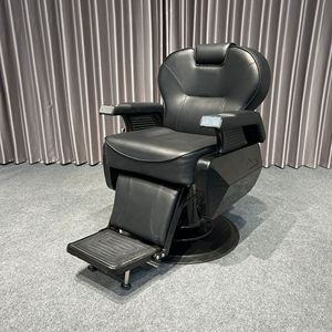 Barber <b>Chair</b> Faux Leather Reclining Adjustable Footrest Hydraulic Pump <b>Round</b> Base Salon Furniture Commercial Use - Product Image 2