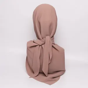 pleated triangle chiffon shawl instant attached inner women hijab scarves easy to wear