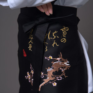 Tablier de <span class=keywords><strong>cuisine</strong></span> japonaise serveur demi-longueur noir sushi salopette tablier sashimi gros broderie tablier antifouling - Product Image 3