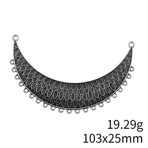 Conector <span class=keywords><strong>de</strong></span> aleación con diseño <span class=keywords><strong>de</strong></span> <span class=keywords><strong>plumas</strong></span> y cuello <span class=keywords><strong>de</strong></span> <span class=keywords><strong>plumas</strong></span>, 103x25mm, 2 anillas superiores, 21 orificios para colgar, para collar llamativo con <span class=keywords><strong>flecos</strong></span> estilo bohemio - Product Image 3