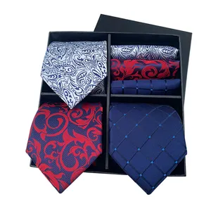 Fashion Luxury Gravata Masculina High Quality Men Ties Custom Mens Ties Silk Box Set Jacquard Necktie Set Gift Box With Logo