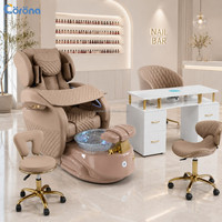 Ensemble de mobilier de luxe pour salon de manucure, fauteuil de pédicure spa sans tuyauterie avec massage intégral et bain de pieds