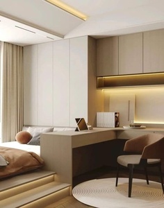 Gabinetes de almacenamiento de madera individuales multiusos, ropa de habitación para niños, mesa de estudio, cama alta con armario Almirah - Product Image 2