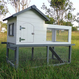 Grand clapier à lapins à motif solide à 2 niveaux Course et maison en bois pour lapins - Product Image 2