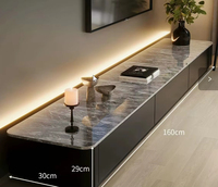 Mueble de TV Moderno de Piedra Negra de Alta Gama para Sala de Estar, Hotel, Apartamentos Pequeños - Diseño Ecológico, Vertical y Estrecho