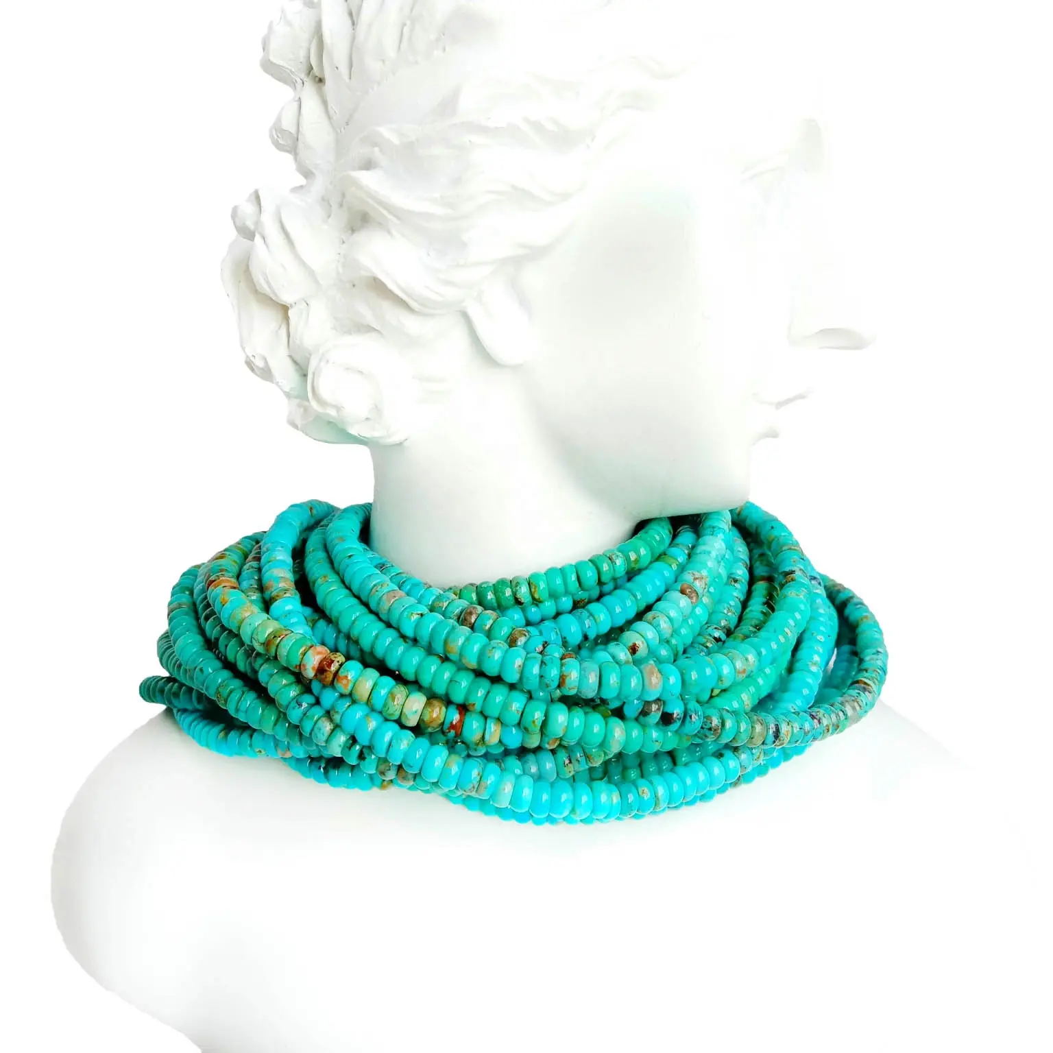 Manik-manik Turquoise Alami Rondelle Bentuk Longgar Batu Permata Spacer Beads untuk DIY Membuat Perhiasan & Desain 16 "Untai Penuh