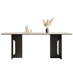 Mesa de Comedor de Madera Maciza Estilo Francés Vintage, <span class=keywords><strong>Muebles</strong></span> para el Hogar 2024, Nueva Mesa de Estilo Japonés en Tono Crema para Espacios Pequeños con Tapa de Pizarra para 6 Personas - Product Image 5