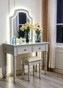 French Style Wood Makeup Vanity With Mirror Storage Drawers Bedroom Furniture - Product Image 2