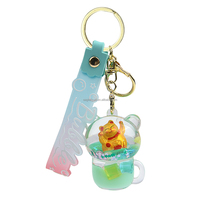 Porte-clés personnalisé en forme de crème glacée liquide avec paillettes flottantes, breloques 3D transparentes, cadeau promotionnel original