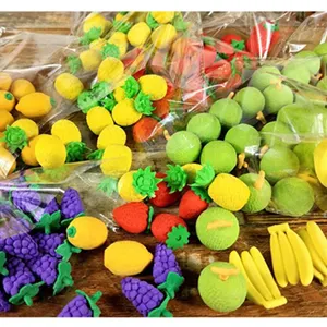 Perlengkapan sekolah warna warni Kreatif Mini lucu sayur buah 3D berbentuk buah tidak beracun karet penghapus pensil