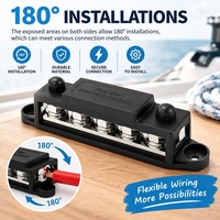 Bloc de distribution d'alimentation automobile 400A, 6 pôles, barre omnibus en cuivre nickelé avec goujons M8, 48V