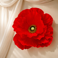 Fleur de pavot rouge géante en papier, fleur artificielle pour décoration de mariage, événementiel, affichage floral commercial, vitrine de centre commercial