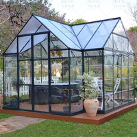 BLVE Villa Jardin Extérieur Jardin Soudage Fer Tube Gazebo Maison Verte Victorienne Véranda Pavillon